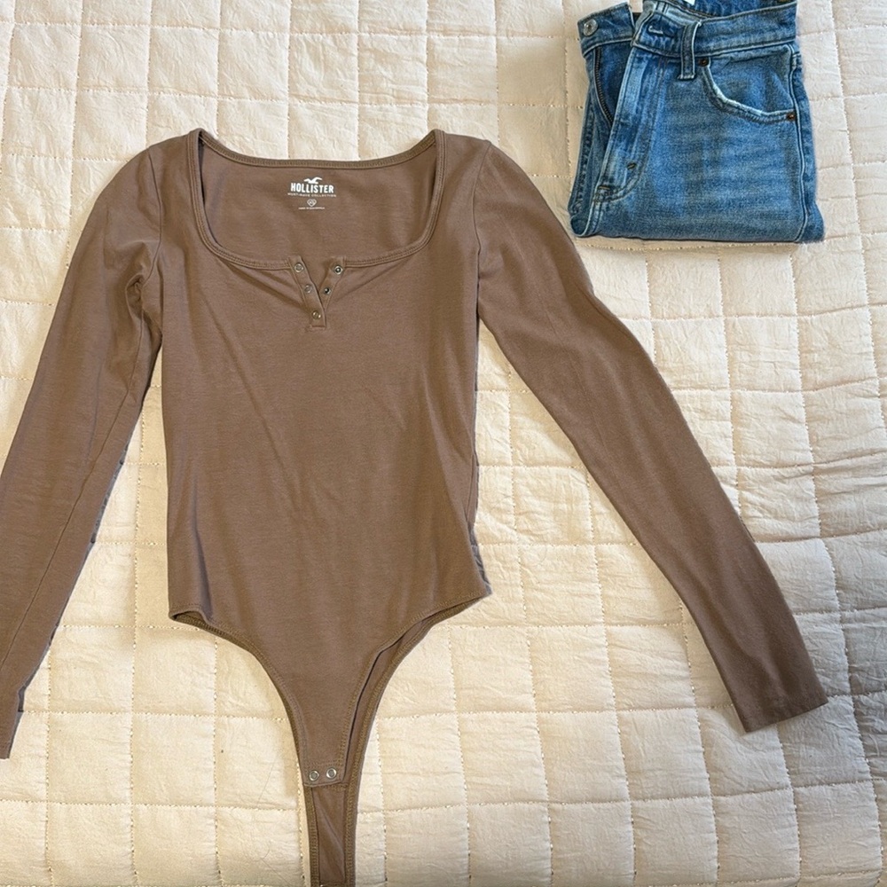 Hollister Women's Brown Long Sleeve Bodysuit